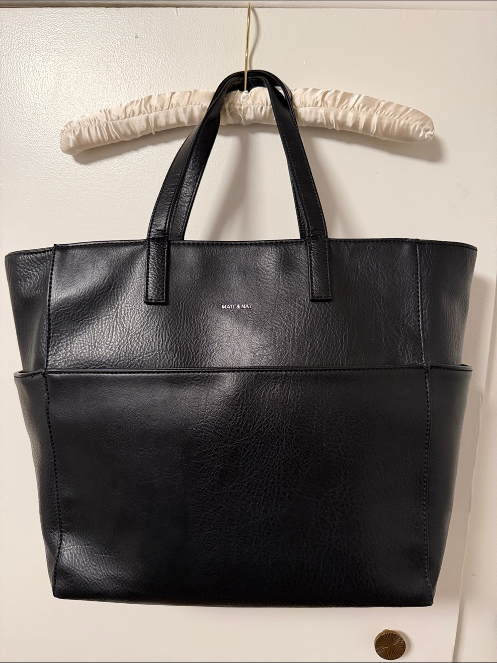 Matt & Nat Black Vegan Leather Tote with Top Handles